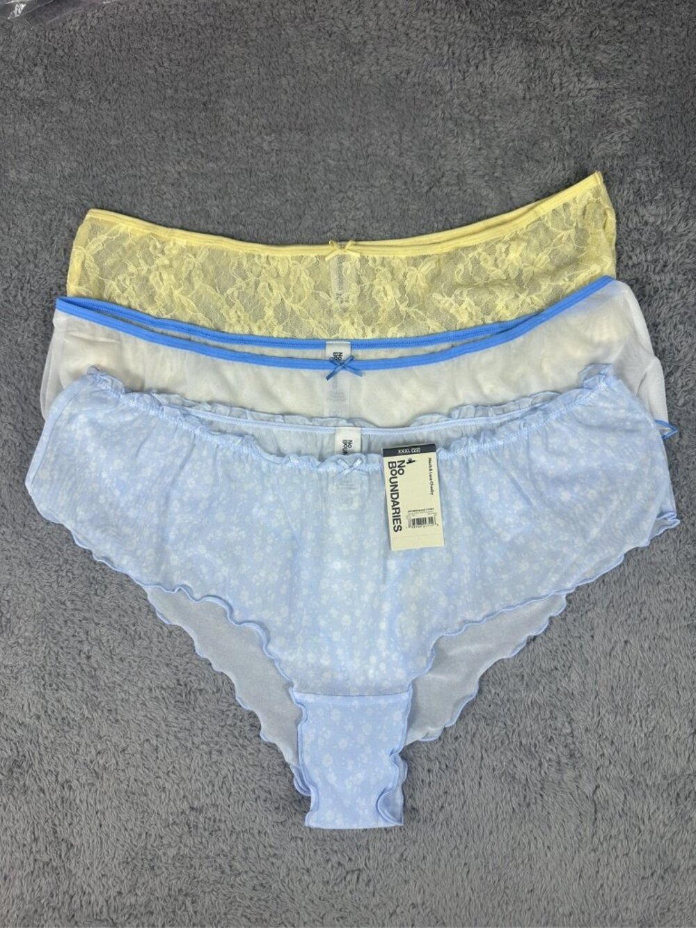 No Boundaries Women's 3 Pack Mesh Lace Cheeky Panties Size XXXL 22